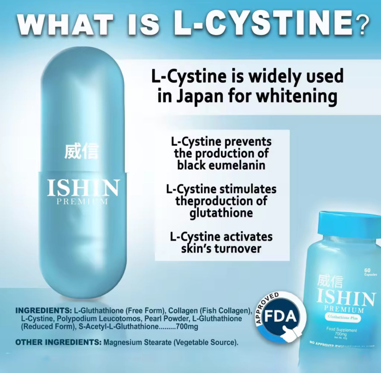 Ishin Premium Glutathione Plus | 700mg | 60capsules