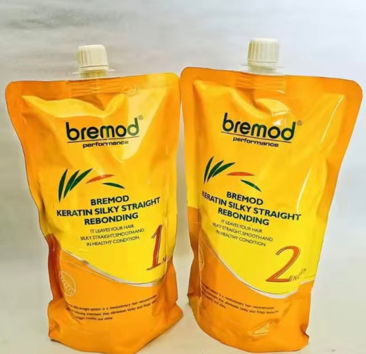 Bremod Keratin Silky Straight Rebonding (Step 1 & 2) 800ml x 2 Pouch