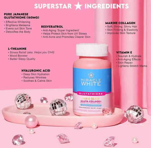 Miracle White Pure Glow Gluta + Collagen | 30capsules
