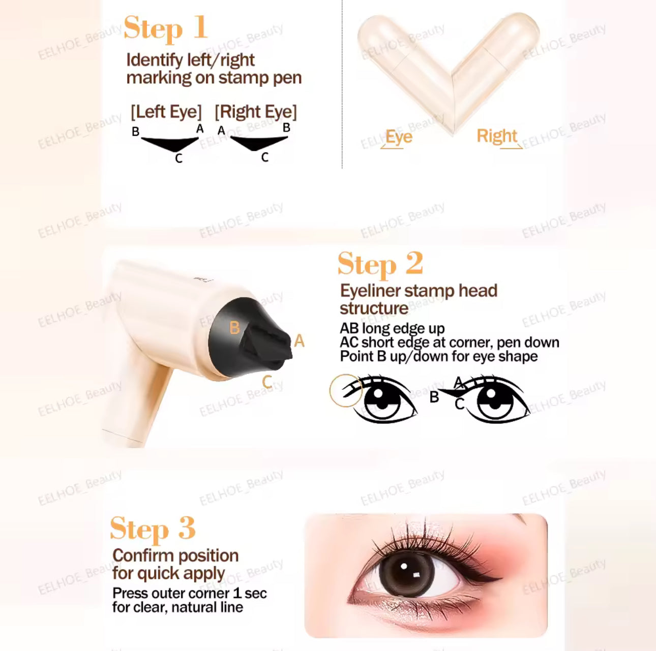 Double-Ended Eyeliner Stamp Pen – Waterproof, Smudge-Proof, Sweat Proof , Easy Winged Eyeliner Tool (Black/Brown)