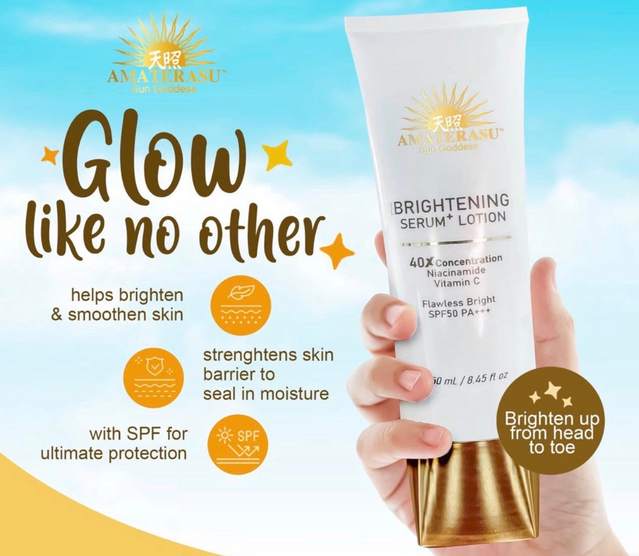 AMATERASU Brightening Serum + Lotion SPF50 PA+++ | 250ml