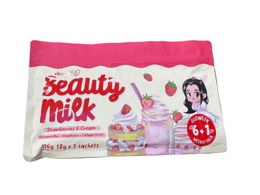 Dear face Beauty Milk Strawberries & Cream | Strawberry | GLOWEEK Weekly Pack (6+1)