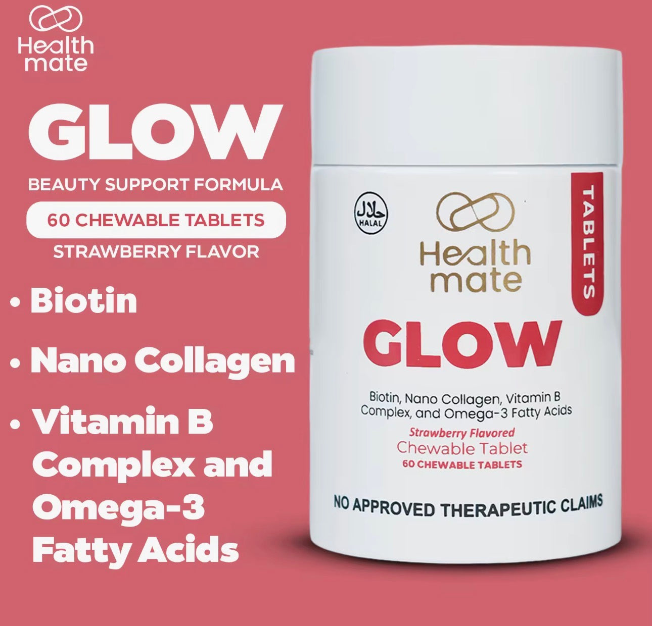 Health Mate GLOW – Strawberry Flavoured Chewable Tablets