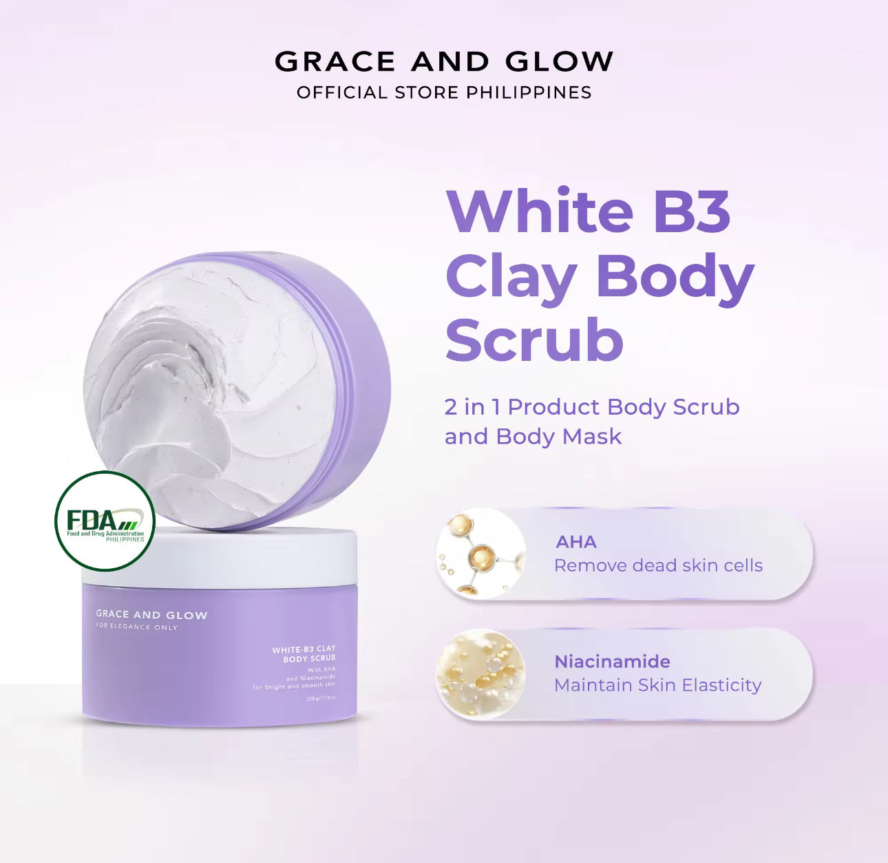 Grace & Glow White B3 Clay Body Scrub |220g