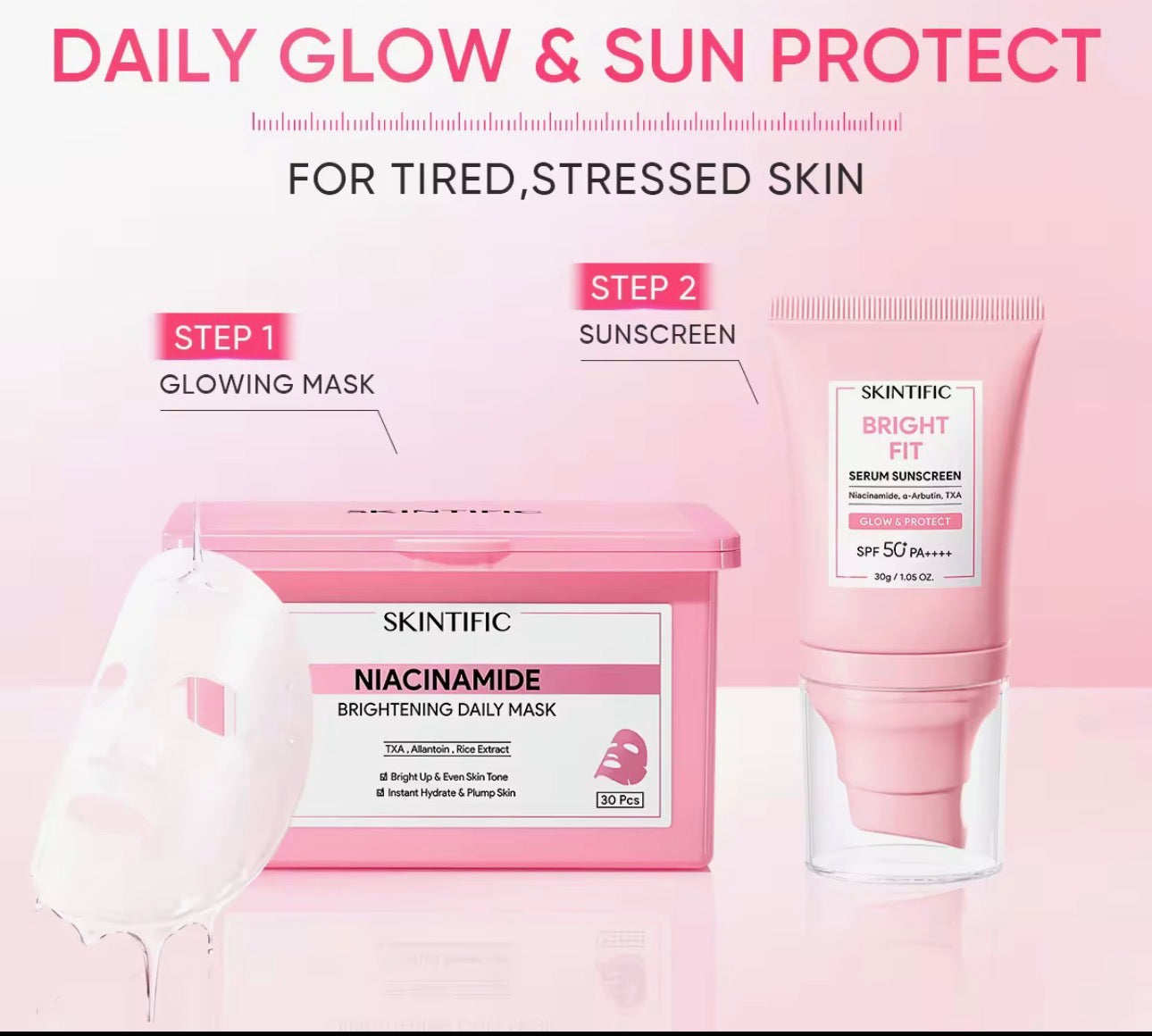 SKINTIFIC Niacinamide Brightening Daily Mask | 30 sheets