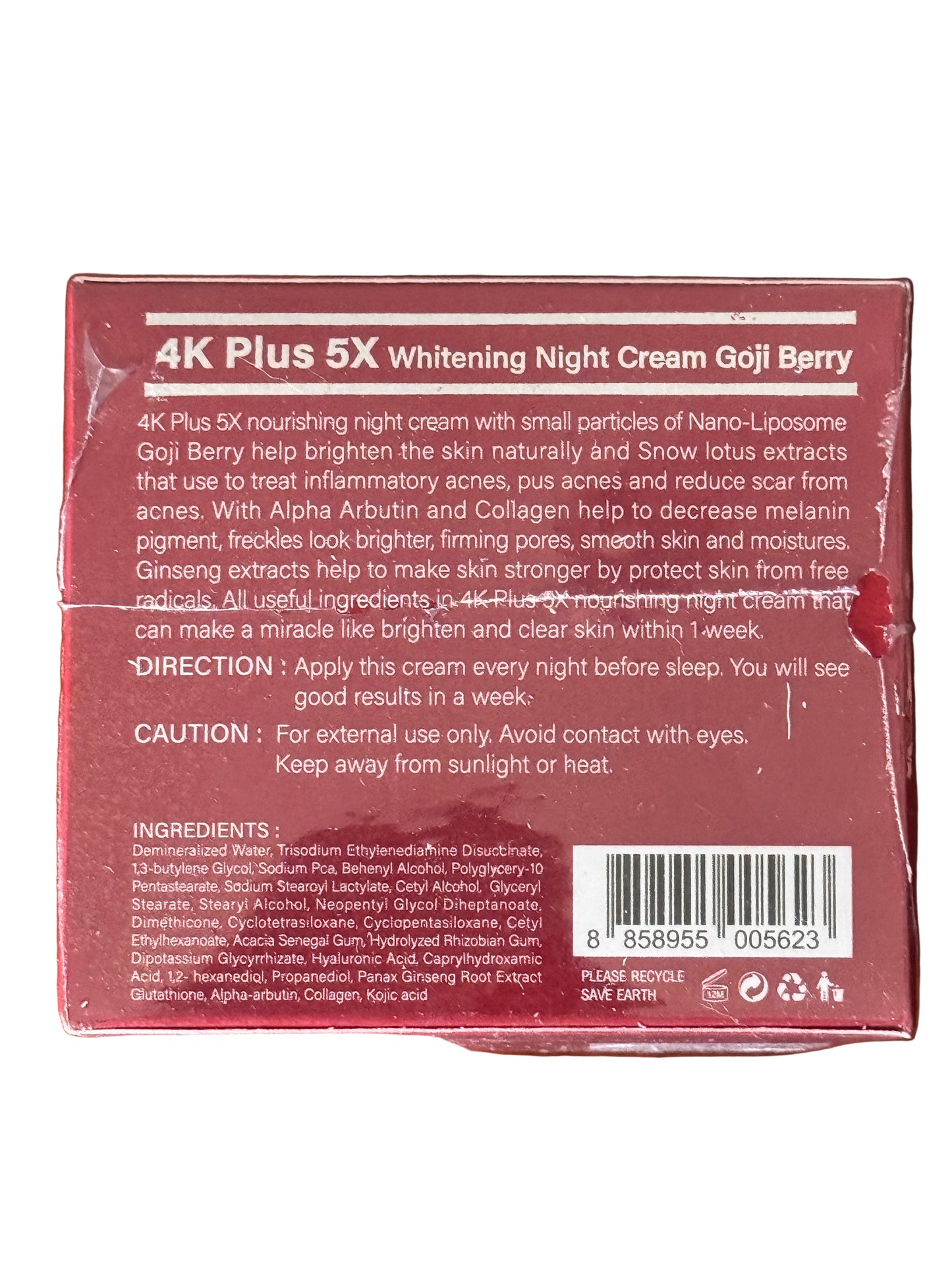 4K Plus 5X Whitening Night Cream Goji Berry | Authentic from Thailand