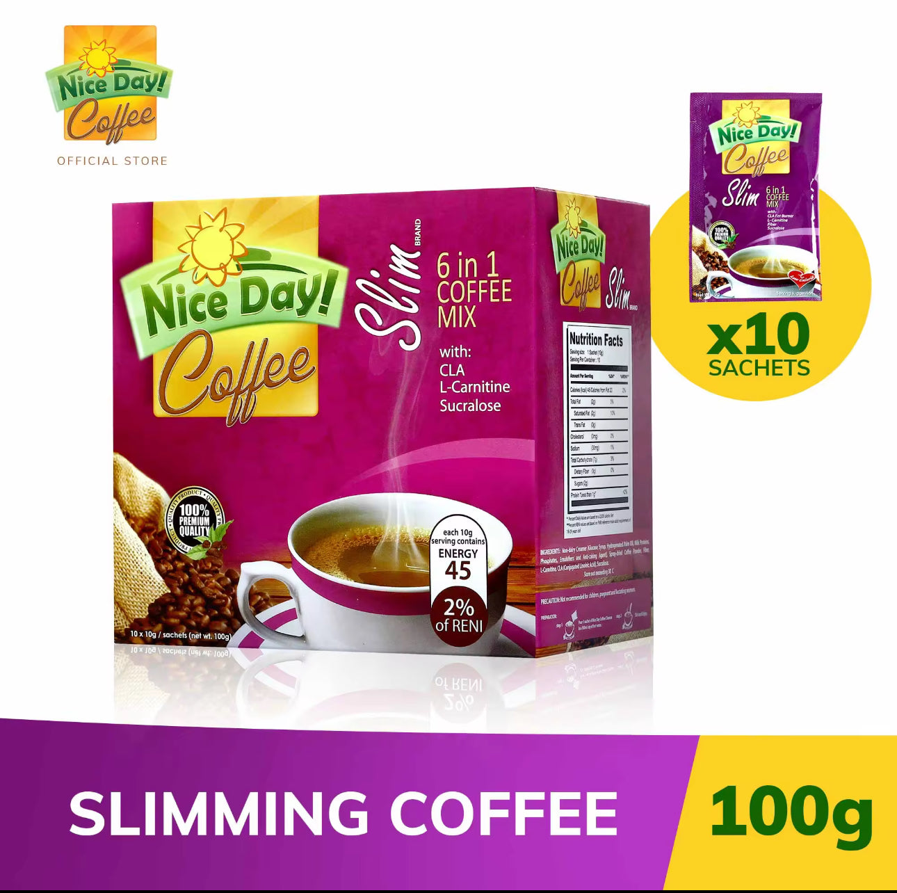 Nice Day Coffee Slimming |6n1 Coffee mix |10 sachets