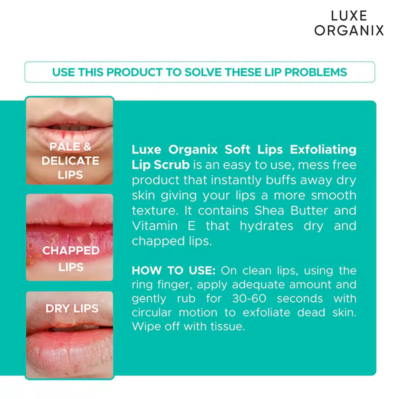 LUXE ORGANIX Soft Lips Exfoliating Lip Scrub 15g
