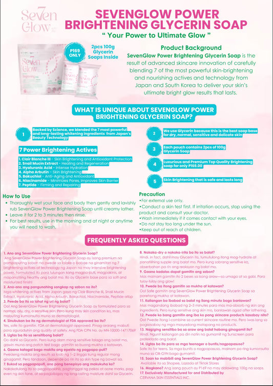 SevenGlow PowerBrightening Soap |100g | Glycerin Soaps |1pc