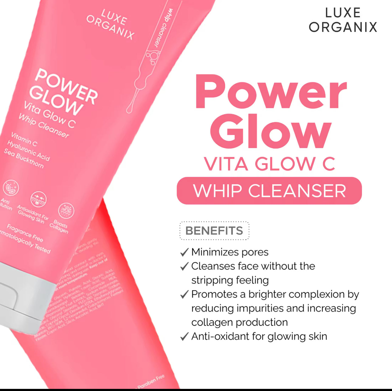 Luxe Organix Power Glow Vita Glow C Whip Cleanser | 150g