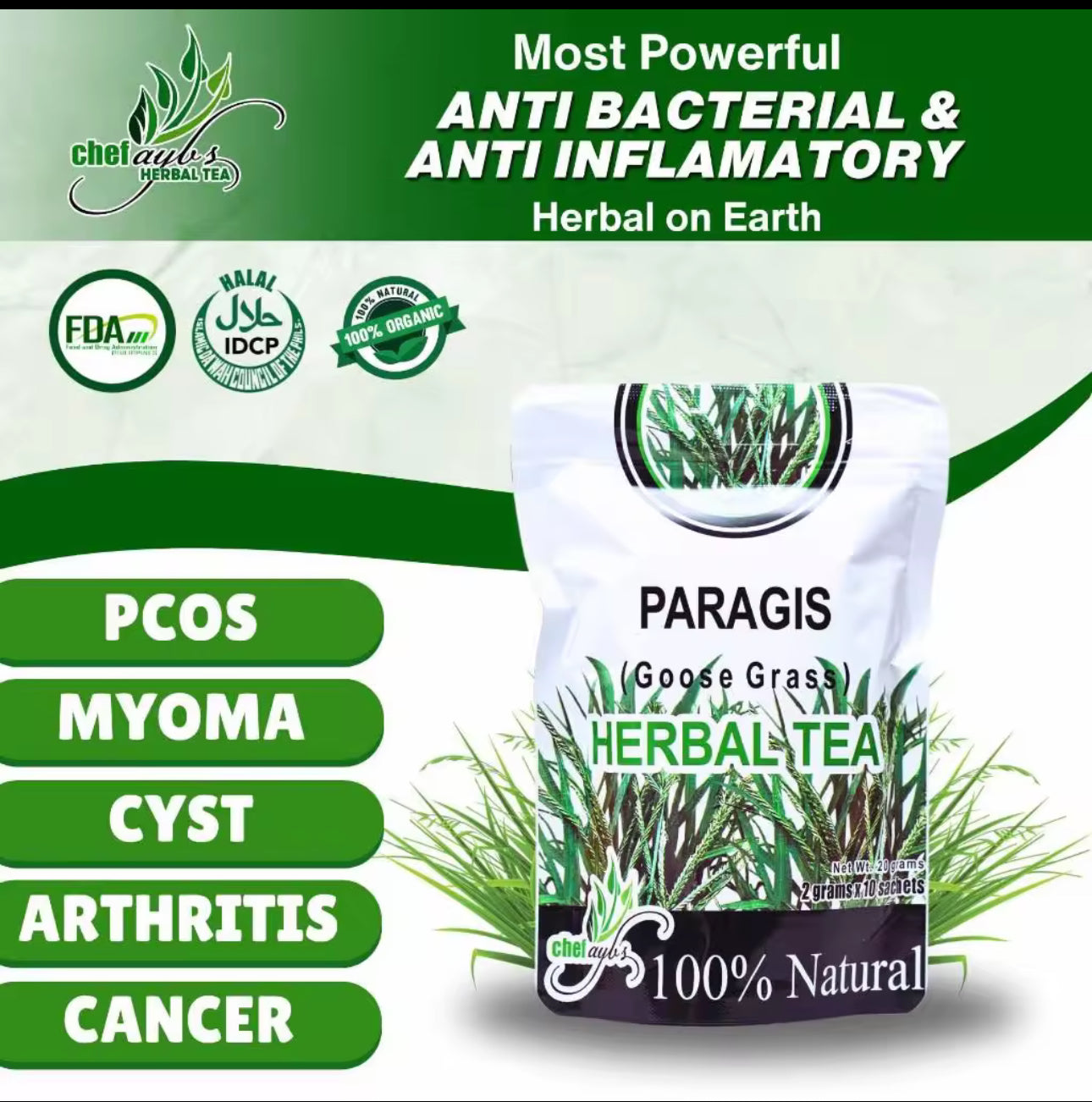 Chef Ayb’s Paragis Goose Grass Herbal Tea | 100% Natural Natural | 10sachets