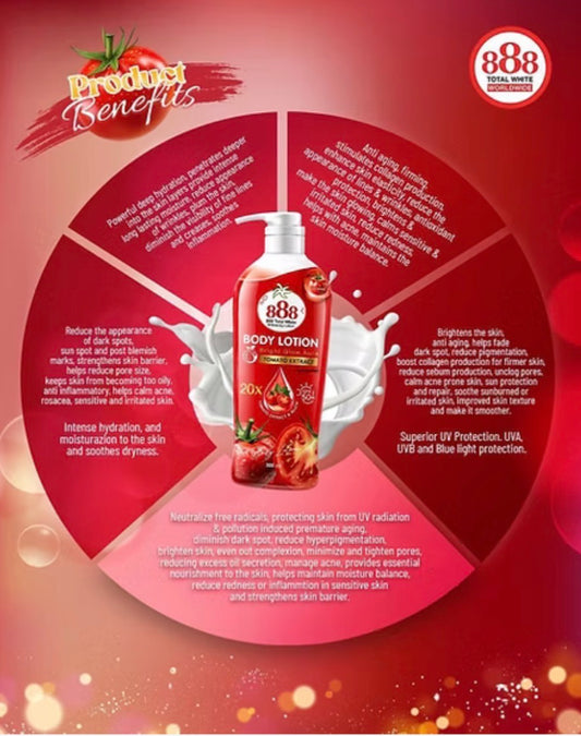 888 Total White Body Lotion – Bright Glow Aura Tomato Extracts | 500ml