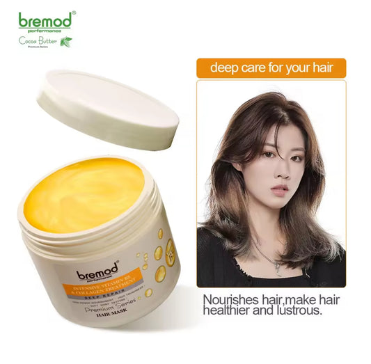 Bremod Premium Series Intensive Cocoa Butter Hair Mask Deep Repair Deep Moisturizing Hair Softening and Repairs Frizzy Hair Treatment 500mL