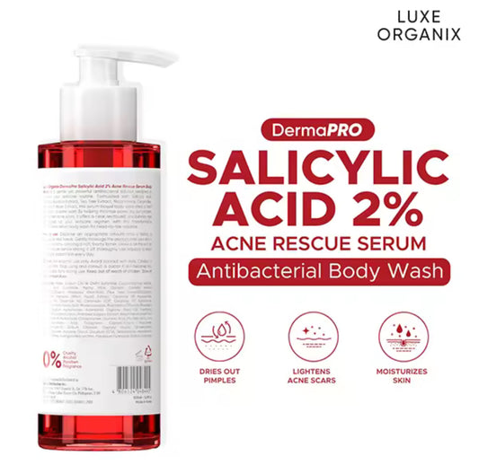 Luxe Organix Dermapro Salicylic Acid 2% Acne Rescue Serum Antibacterial Body Wash 500ml