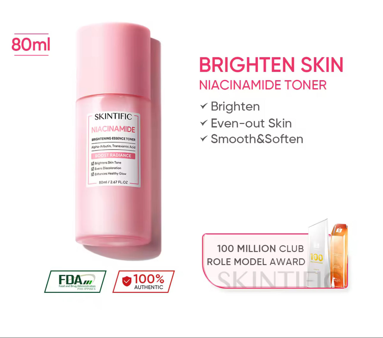 SKINTIFIC Niacinamide Brightening Essence Toner Hydrate Moisturize Skincare