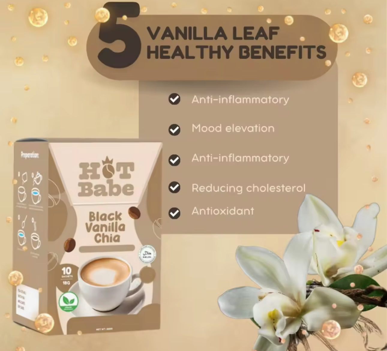 HOT BABE Black Vanilla Chia Kiray Celis | Slimming and Detox | 10sachetx18g