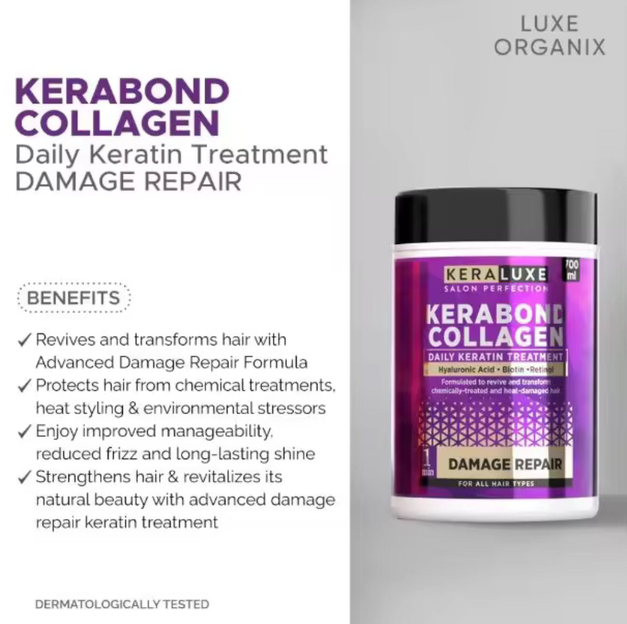 Luxe Organix KERALUXE Salon Perfection 700ml(Kerabond Collagen, Color Brilliance, Brazillian)