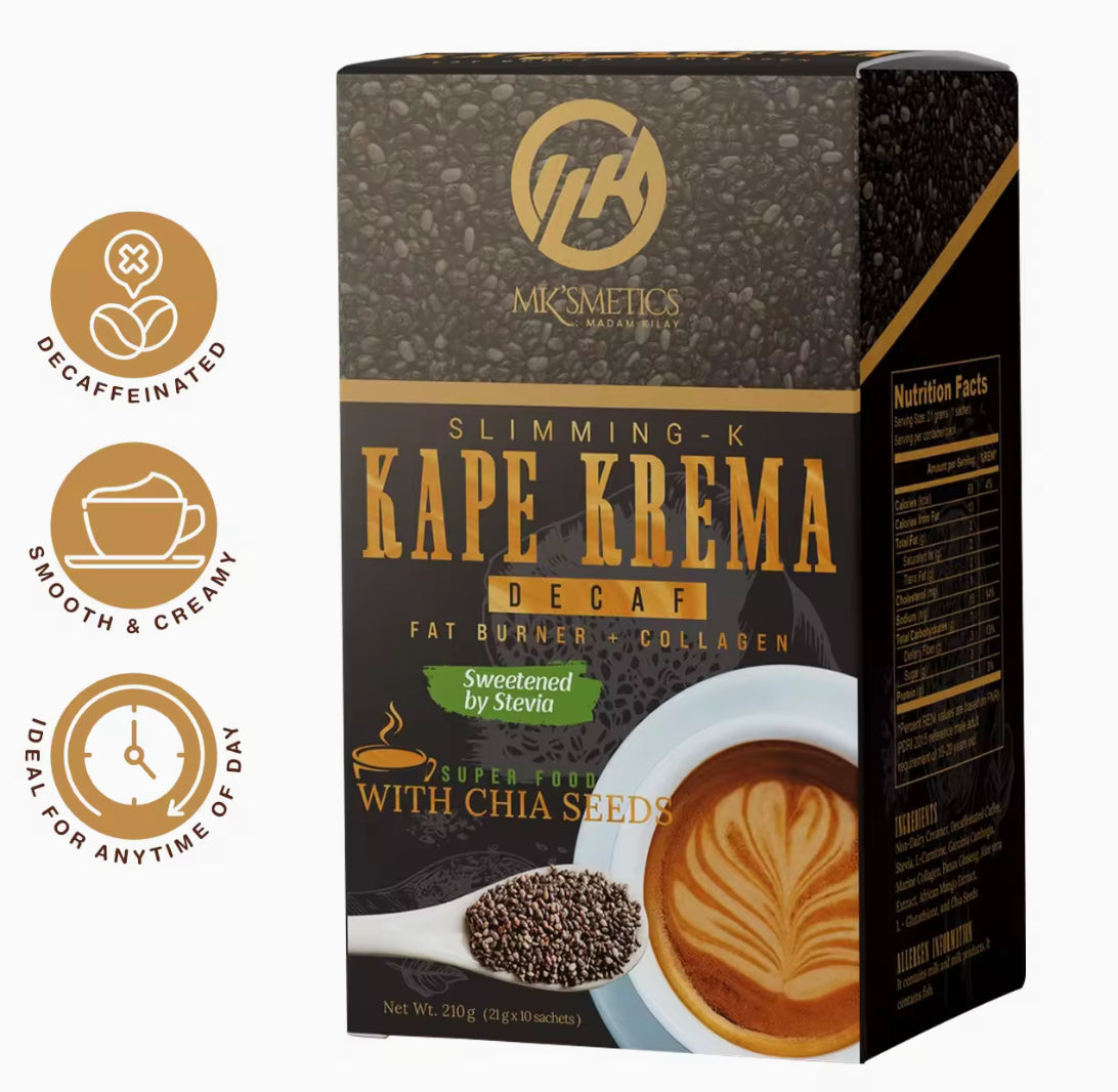 Madam Kilay Slimming K Kape Krema Decaf | Fat burner + Collagen 10Sachets x 21g