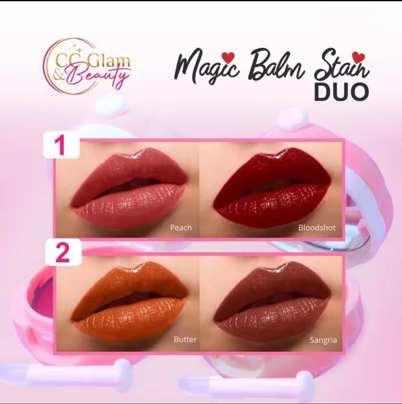Magic Balm Stain Duo Bloodshot/ Peach by Cris Cosmetics