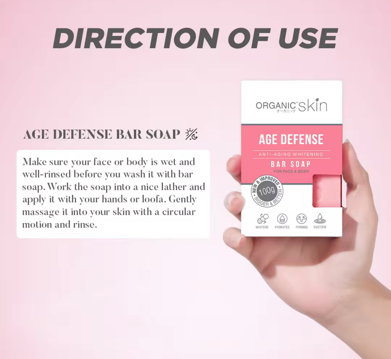 Organic Skin Japan Age Defense AntiAging Whitening Soap 100g & 50g Anti Aging