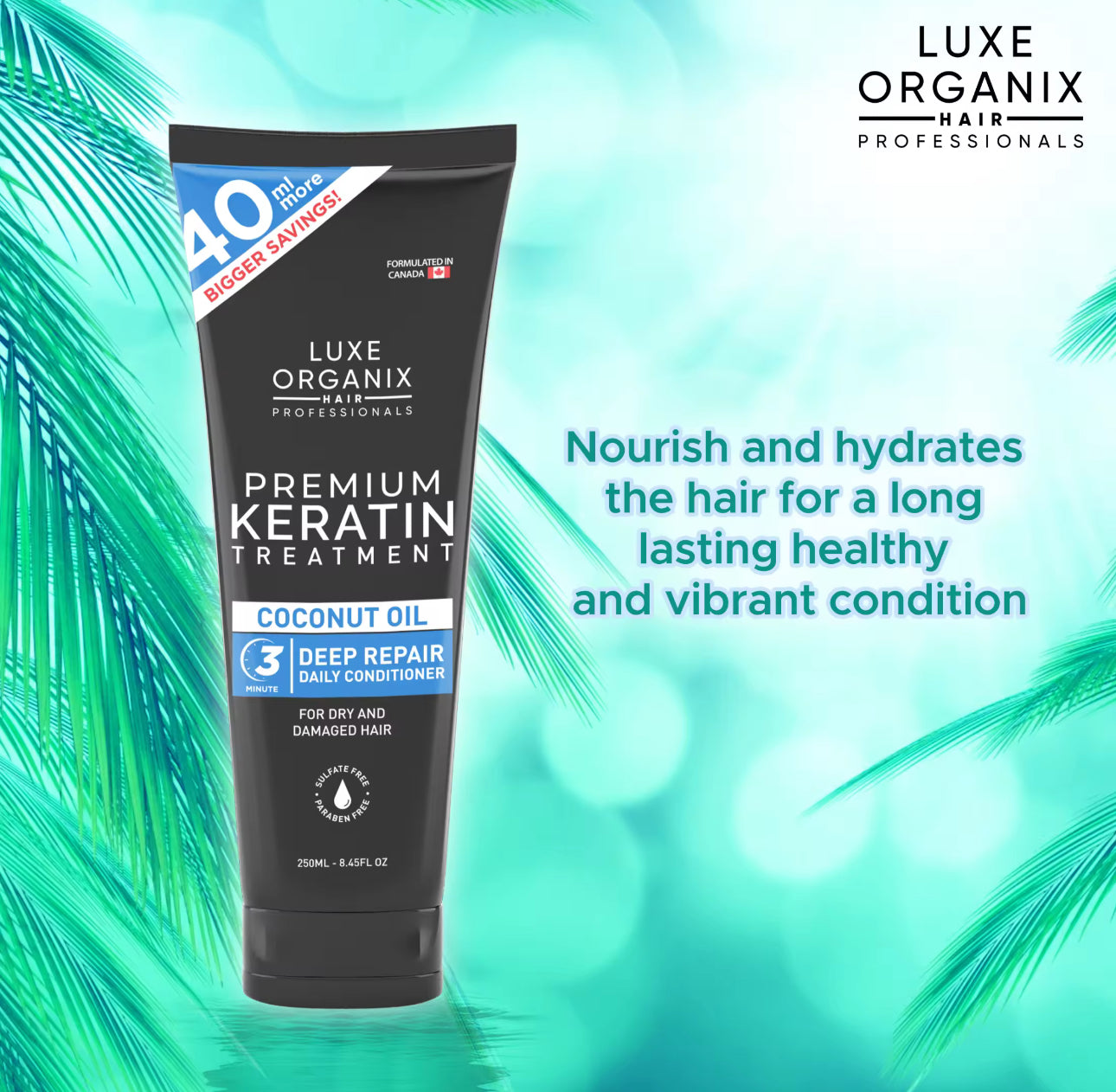 Luxe Organix Premium Keratin Treatment Coconut Oil Deep Repair Conditioner 250ml