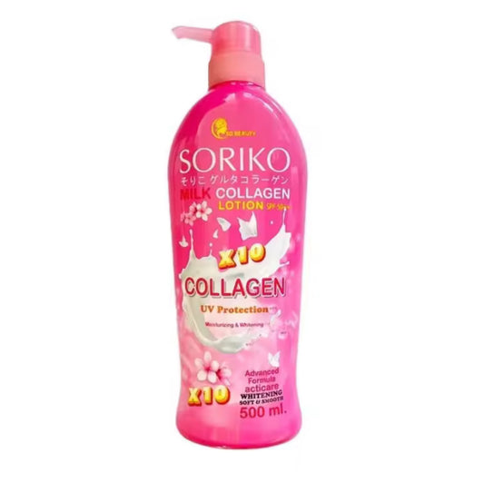 SORIKO Milk Collagen Lotion 500ml Whitening & Moisturizing Body Lotion with Milk Extract and Collagen