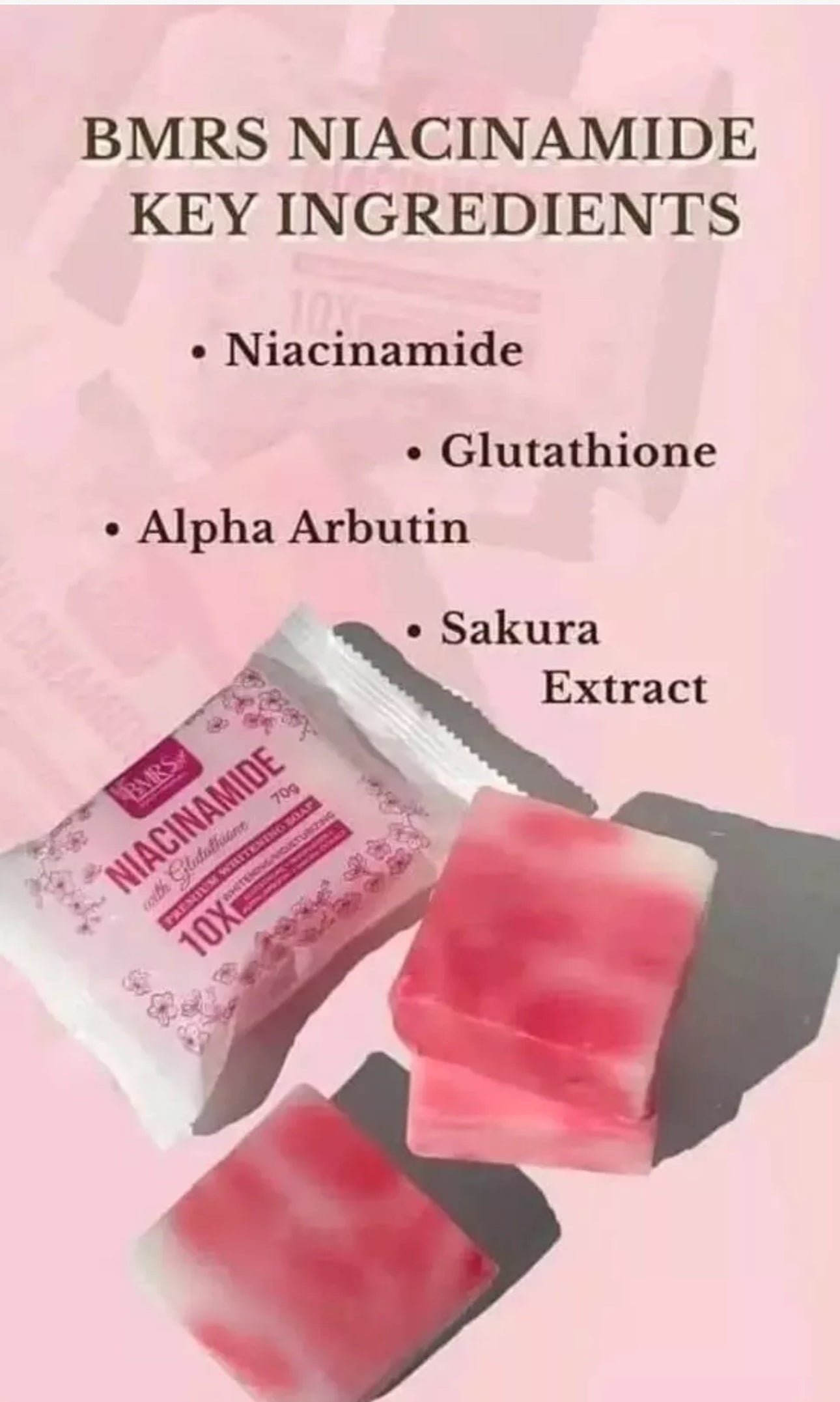 BMRS NIACINAMIDE PREMIUM WHITENING SOAP with GLUTATHIONE 70g