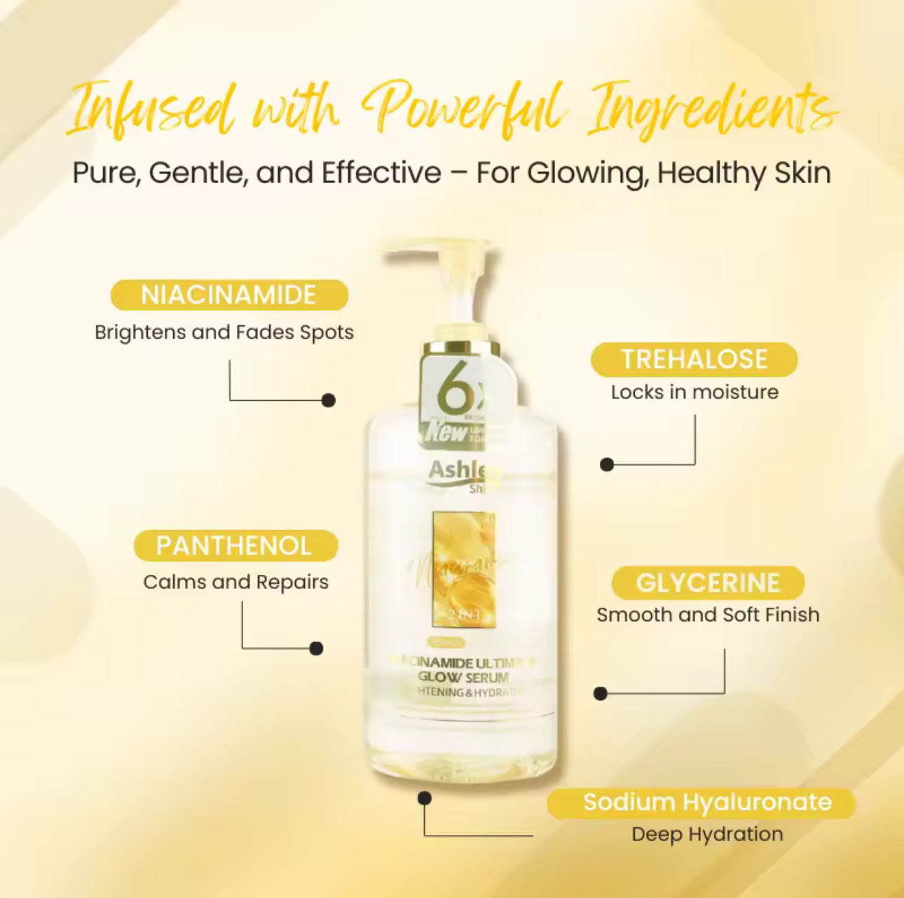 Ashley Shine NIACINAMIDE Pure Serum Face and Body Moisturizes Whitening Skin 520ml