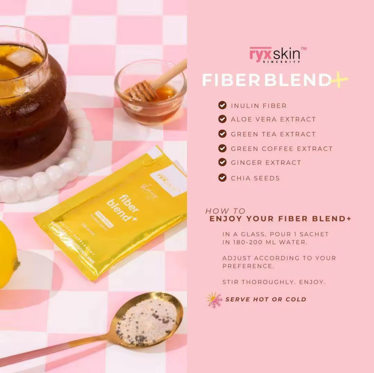 Ryx Skin Fiber Blend + Honey Lemon Powdered Drink