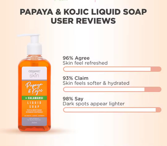 Organic Skin Japan Papaya & Kojic + Calamansi Liquid Soap 250 ml Moisture Face and Body Wash