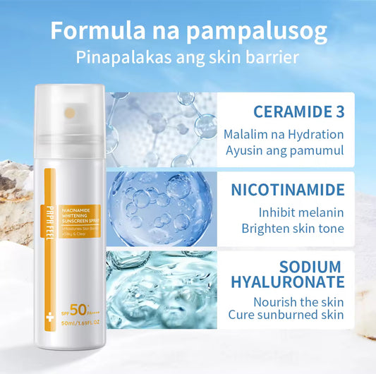 PAPA FEEL All Day Light Sunscreen Mist SPF50 PA++++ Niacinamide Whitening Sunscreen Spray 50ml Anti-UV Face/Body Mist