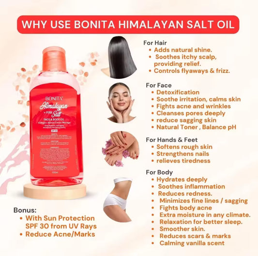 BONITA Himalayan Pink Salt Face & Body Oil SPF30 UVA 100ml
