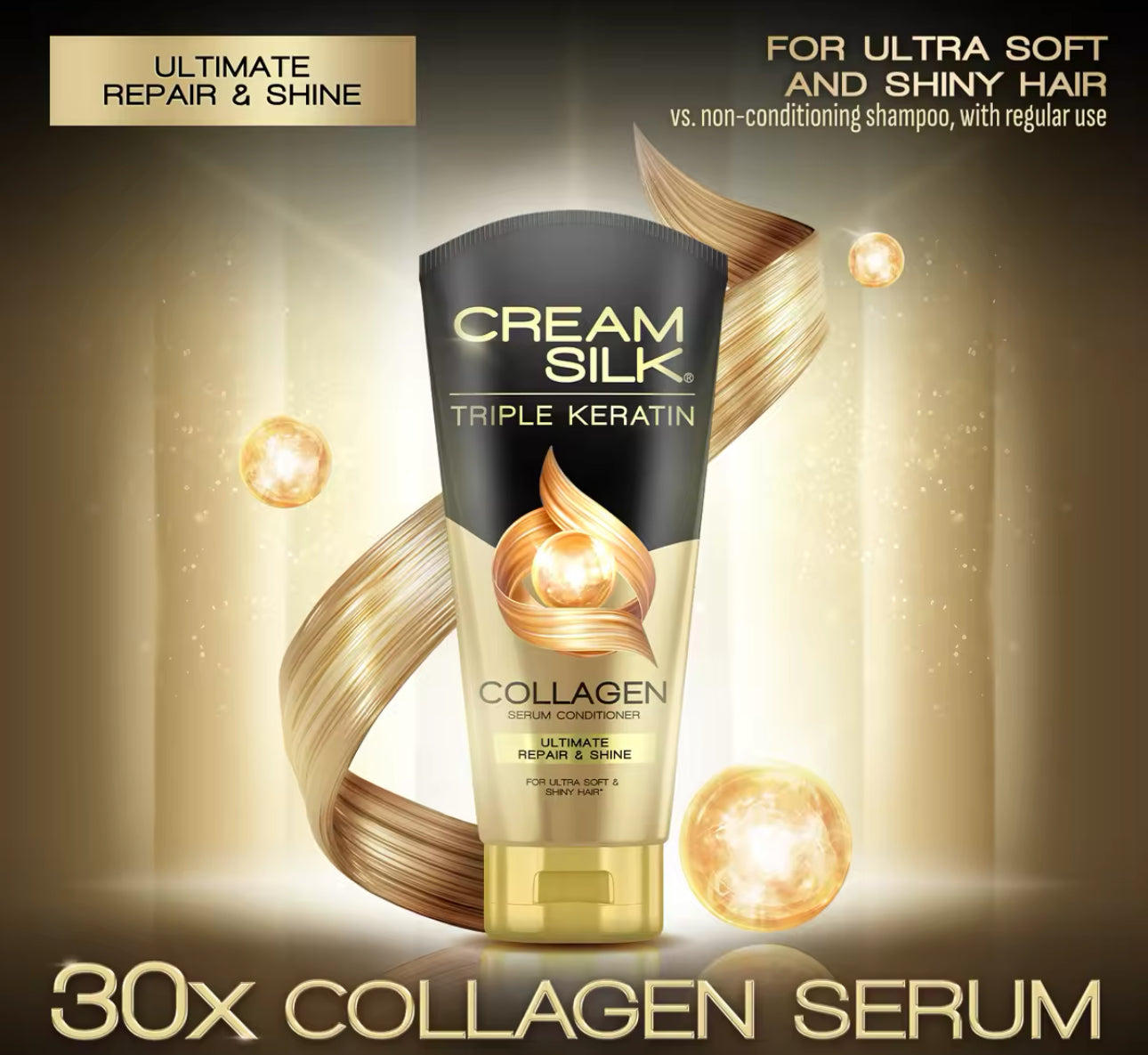CreamSilk Triple Keratin Serum Conditioner Ultimate Repair & Shine 170ml