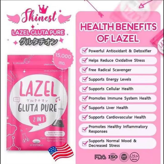 LAZEL GLUTA PURE 2n1 | 30 Softgels| Authentic 💯 from Thailand