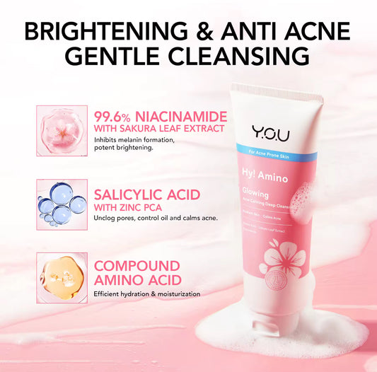 Y.O.U Hy! Amino Glowing Acne Calming Deep Cleanser l Radiant Skin and Acne Calming l 100ml
