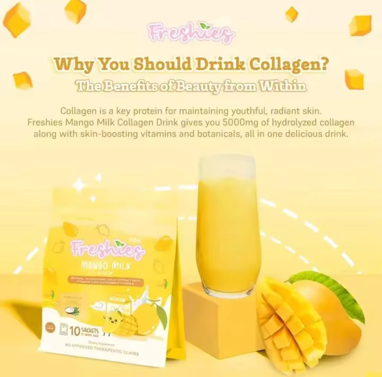 FRESHIES Mango Milk Collagen Drink | 10 sachets x 21g