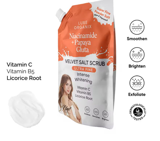 LUXE ORGANIX Niacinamide Plus Papaya Gluta Velvet Salt Scrub 300g