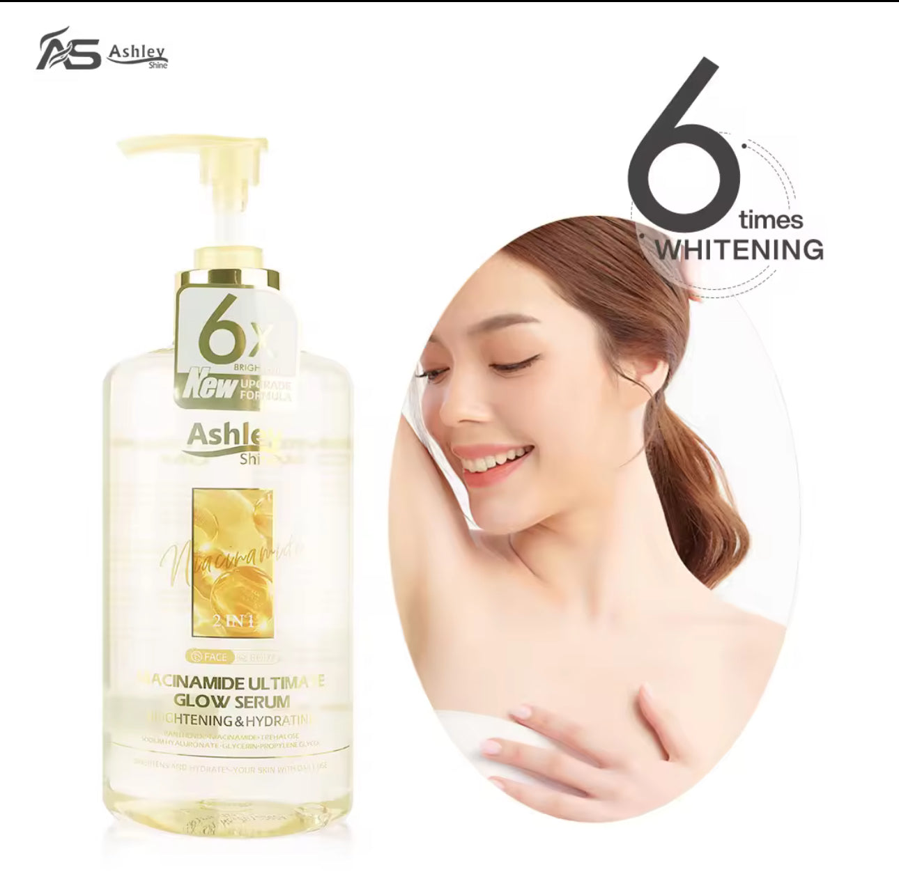Ashley Shine NIACINAMIDE Pure Serum Face and Body Moisturizes Whitening Skin 520ml
