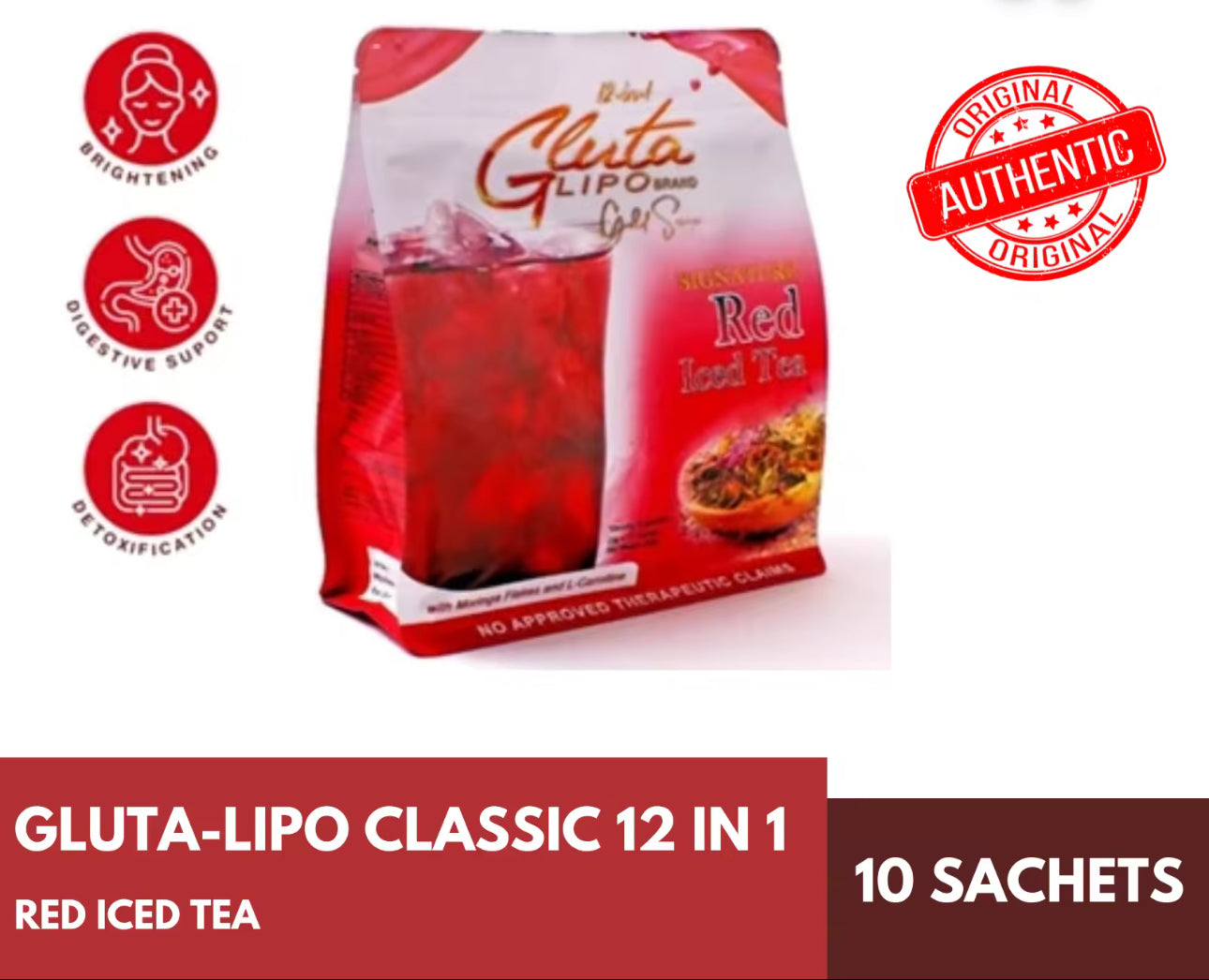 Gluta Lipo 12n1 Gold Series Signature Red Iced Tea| 25gx10sachets