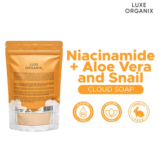LUXE ORGANIX Niacinamide Aloe and Snail Moisturizing Cloud Soap 180g