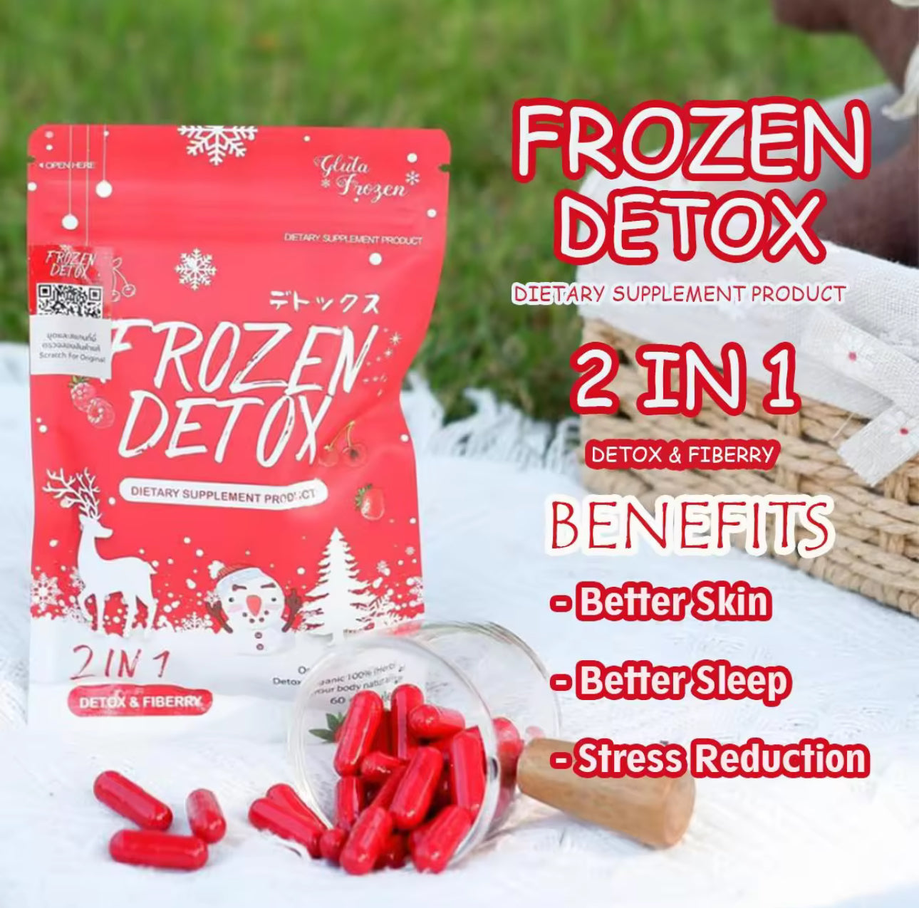 Frozen Detox 2in1 | Detox & Fiberry| Dietary Supplement| 60 Capsules | Authentic π― from Thailand