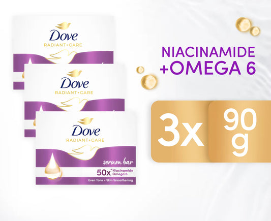 Dove Radiant + Care Serum Bar 50x Niacinamide and Omega 6 90gx3pcs