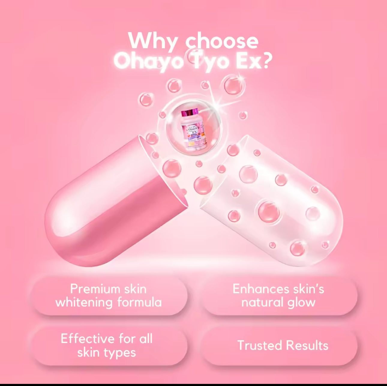 OHAYO TYO Tokyo EX Lumine White 100% MADE IN JAPAN 60 Capsules