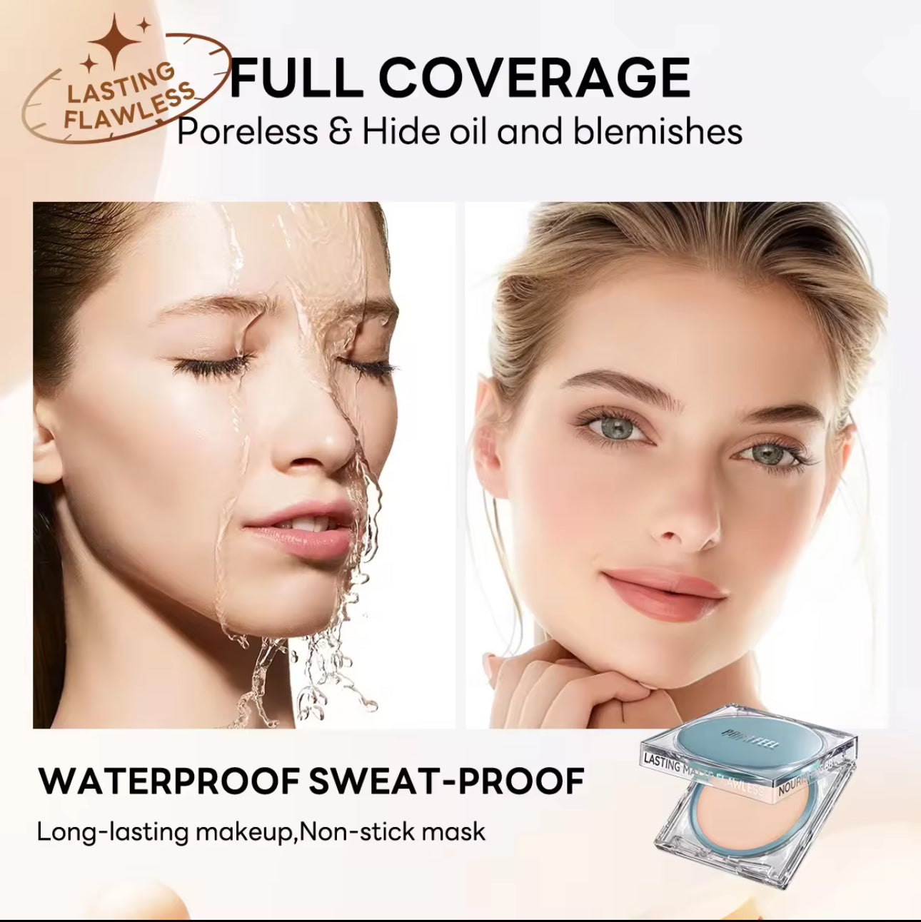 PAPA FEEL Face Oil Control BB Cushion 24h Long Lasting | Invisible Pore | Waterproof | SPF50 PA++++