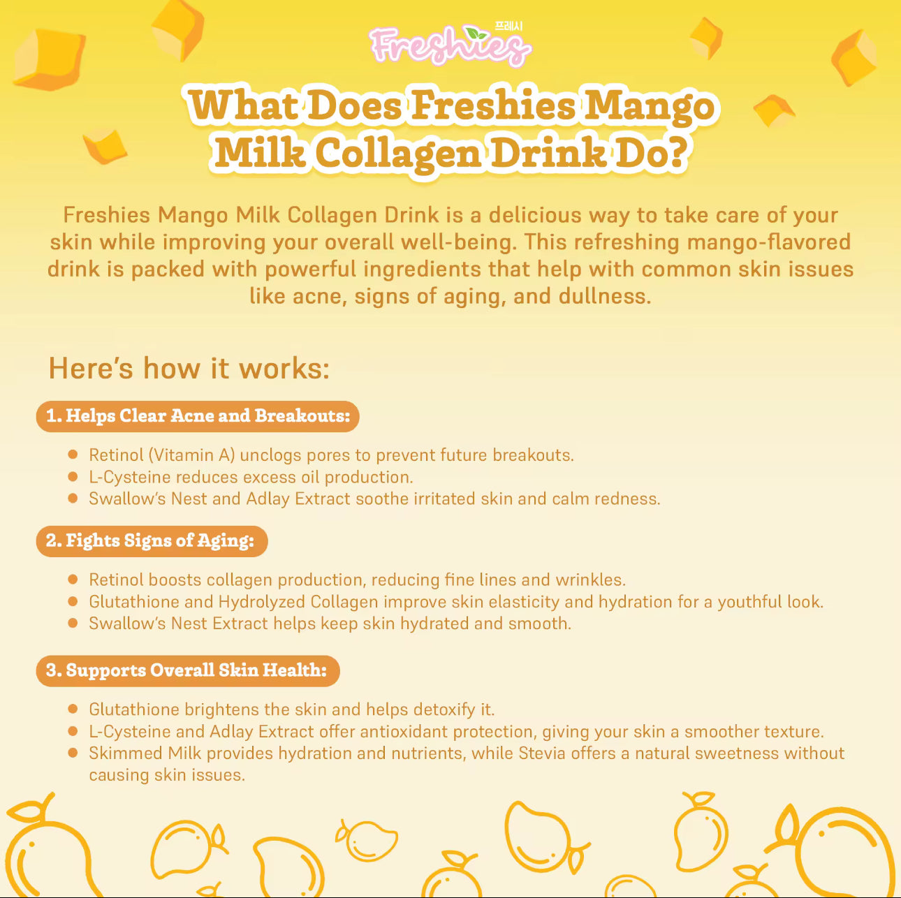 FRESHIES Mango Milk Collagen Drink | 10 sachets x 21g