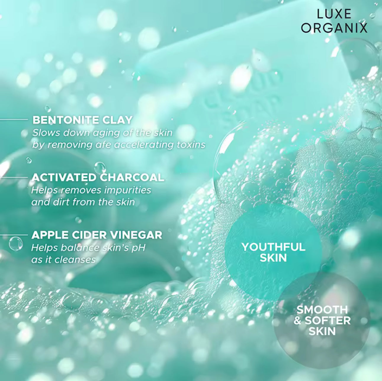 Luxe Organix Niacinamide Bentonite Exfoliating Cloud Soap 180g