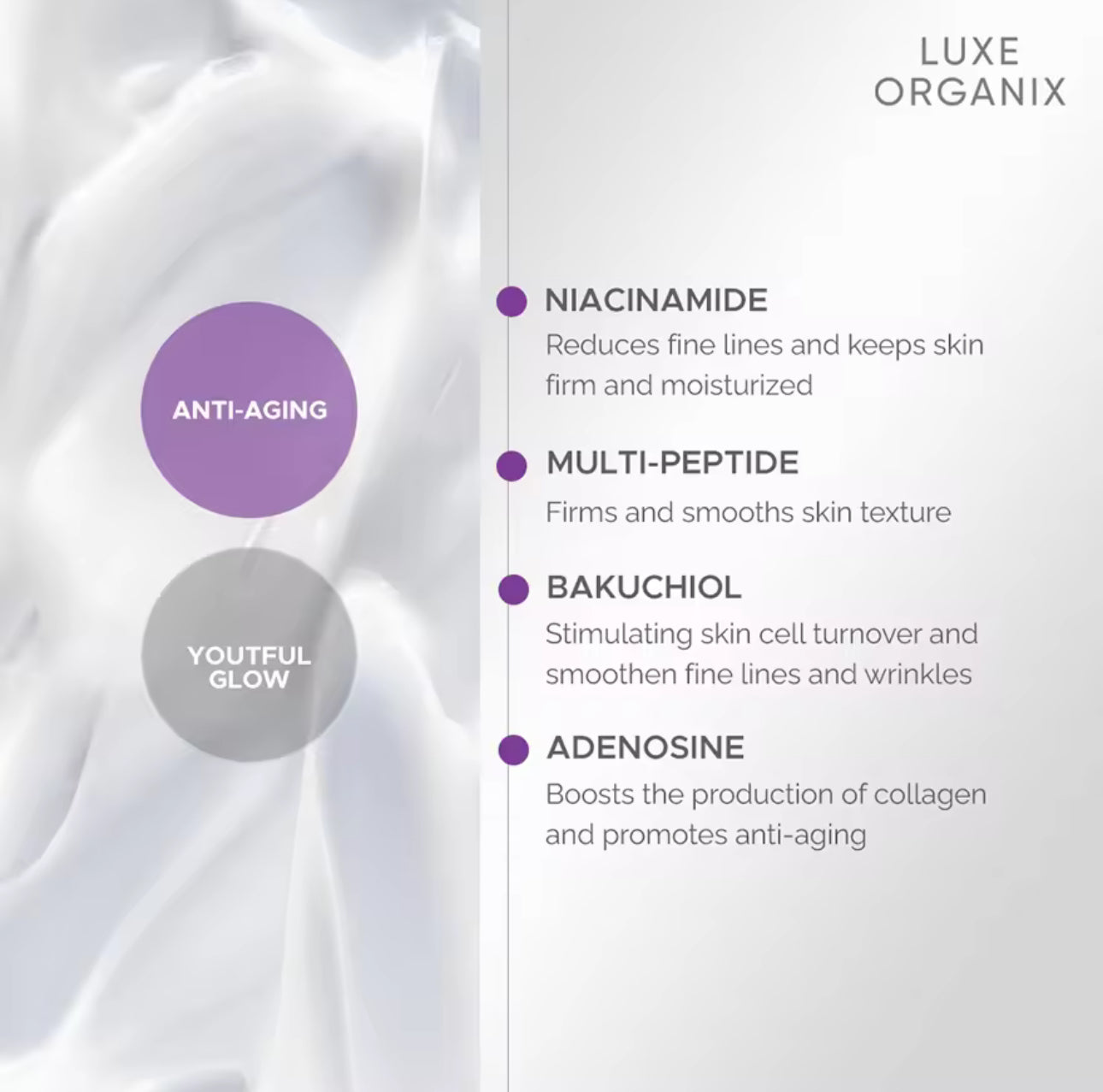 Luxe Organix Retinol + Bakuchiol Overnight Radiant Glow Botox Lifting Moisturizer 50g