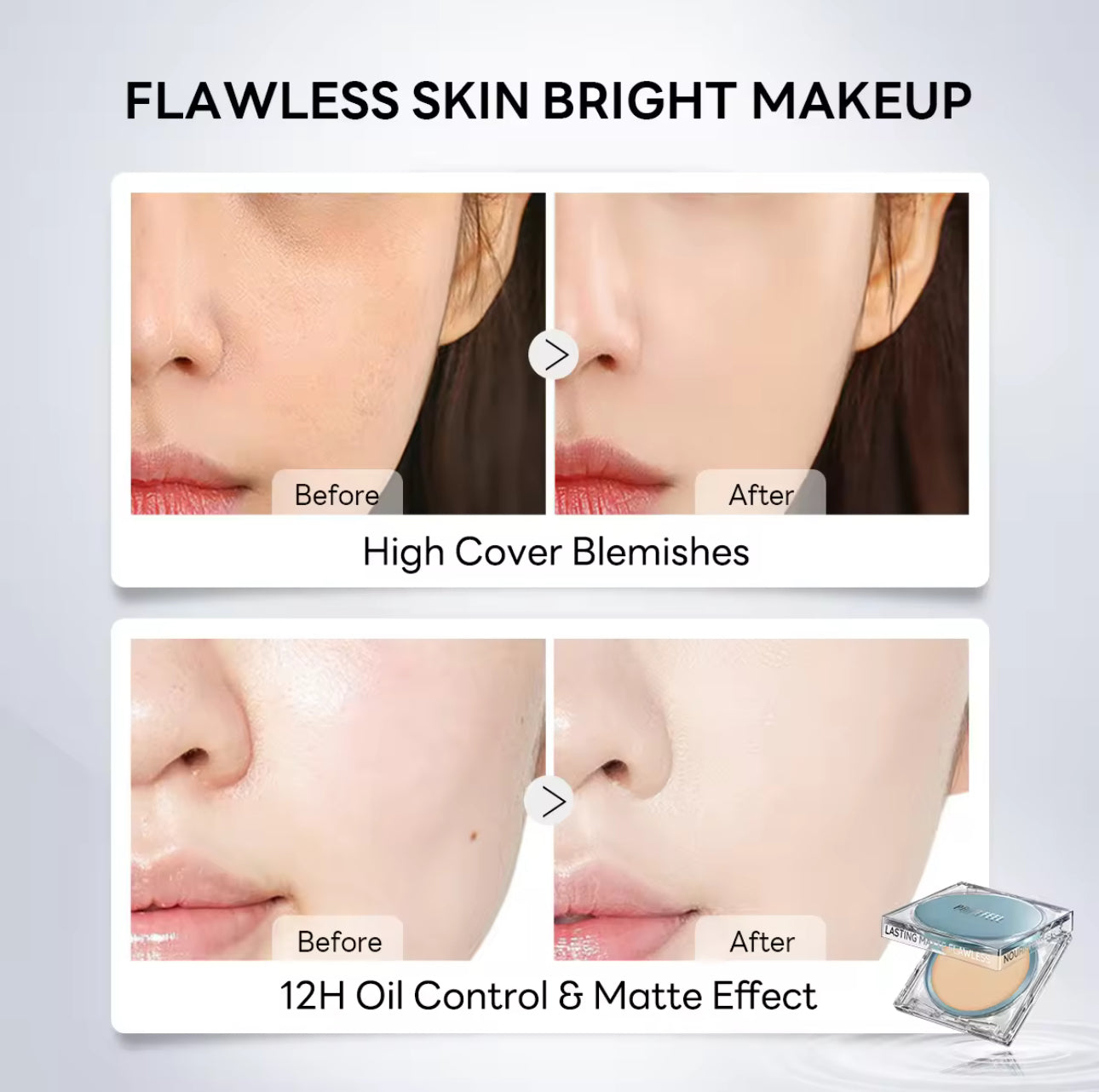 PAPA FEEL Face Oil Control BB Cushion 24h Long Lasting | Invisible Pore | Waterproof | SPF50 PA++++