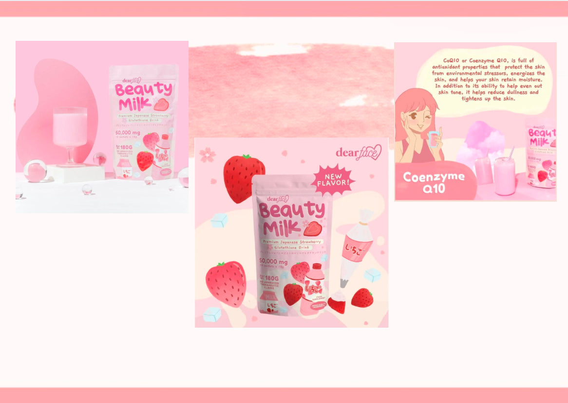Dear Face Beauty Milk Japanese Strawberry Glutathione Drink 10sachets