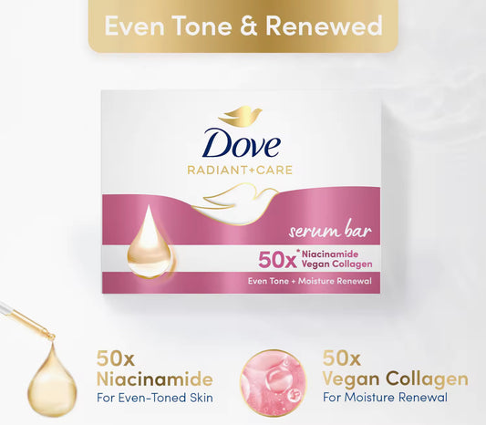 Dove Radiant + Care Serum Bar 50x Niacinamide and Vegan Collagen 90gx3pcs